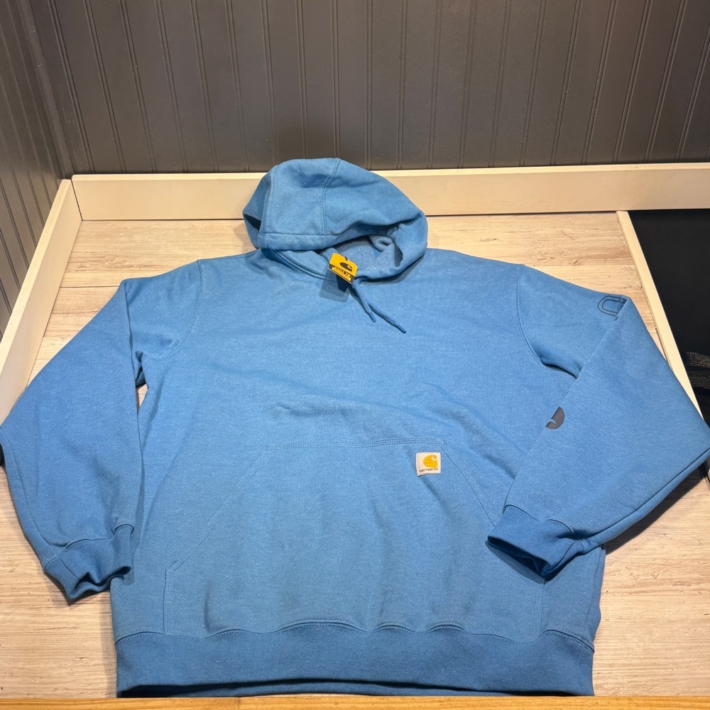 NWT Mens CARHARTT Size L Heather Blue MidWeight Hoodie Sweatshirt K288H07 $65